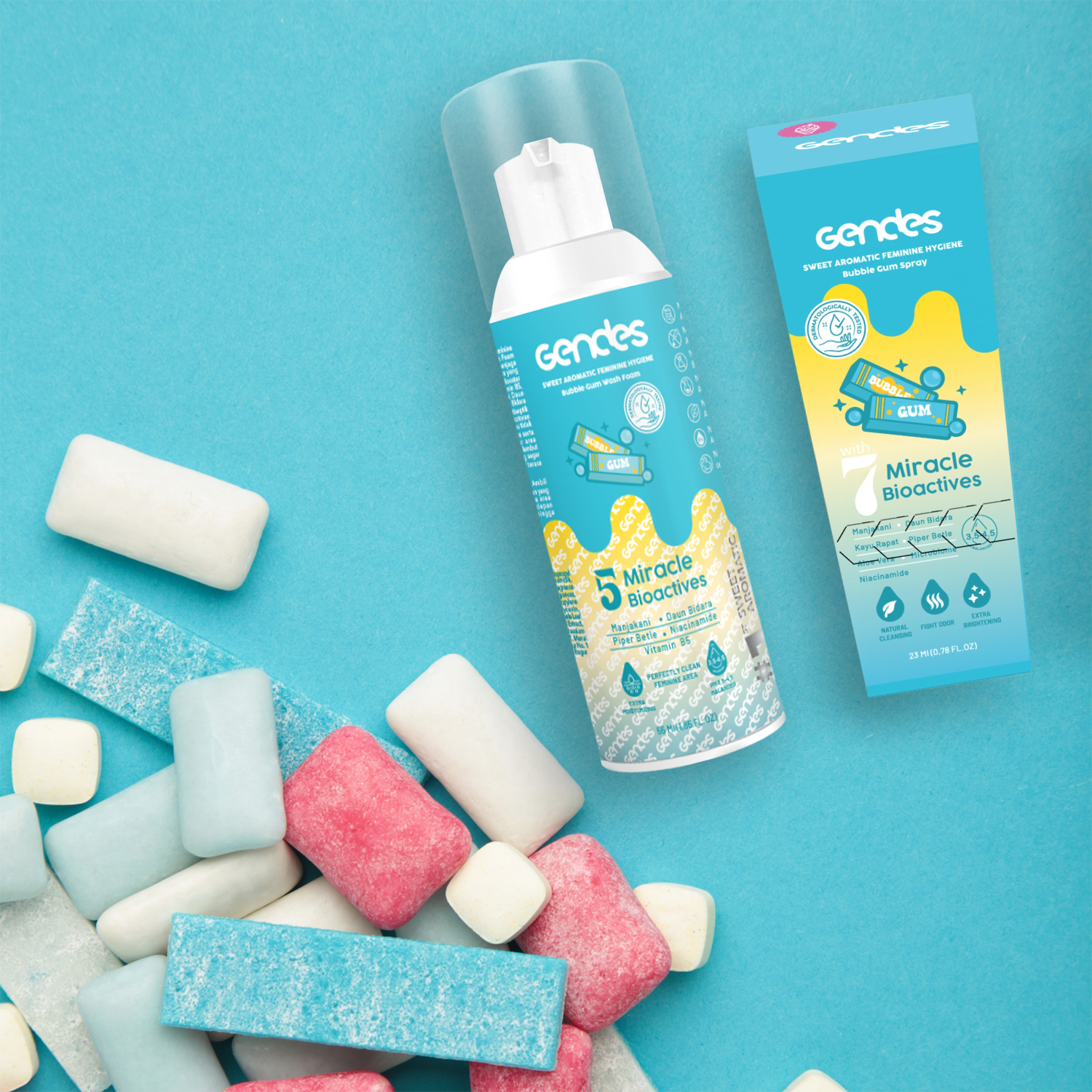 Bundling Gendes Feminine Wash Foam Bubble Gum dan Sweet Feminine Care Spray