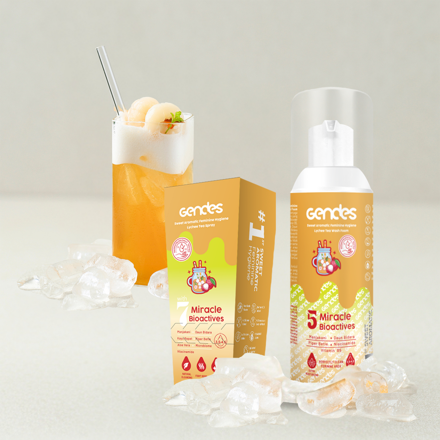 Bundling Gendes Feminine Wash Foam Lychee Tea dan Sweet Feminine Care Spray