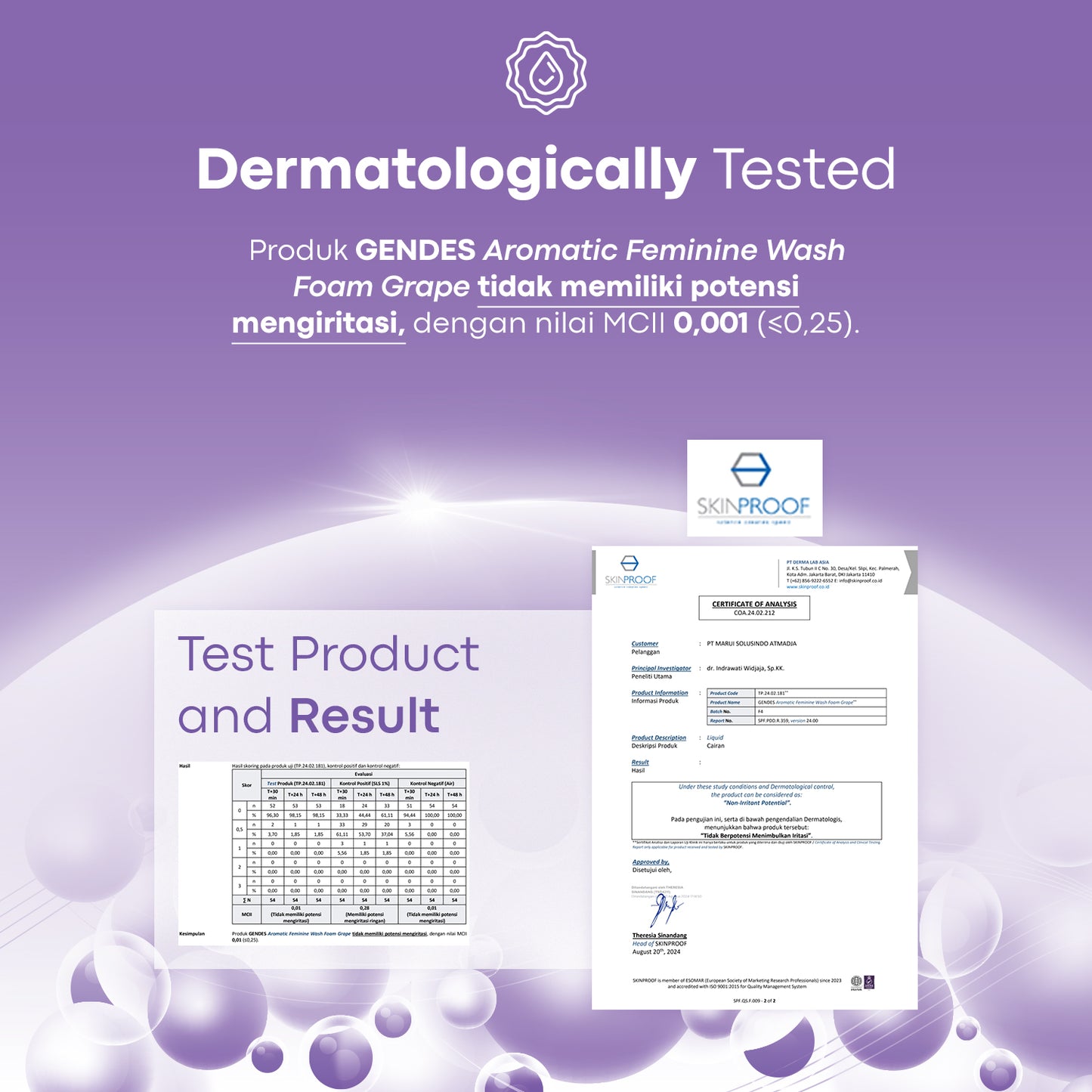 Gendes Sweet Aromatic Feminine Care Wash Foam Grape 5 Miracle Bioactives Meyeimbangkan Ph 50 ml