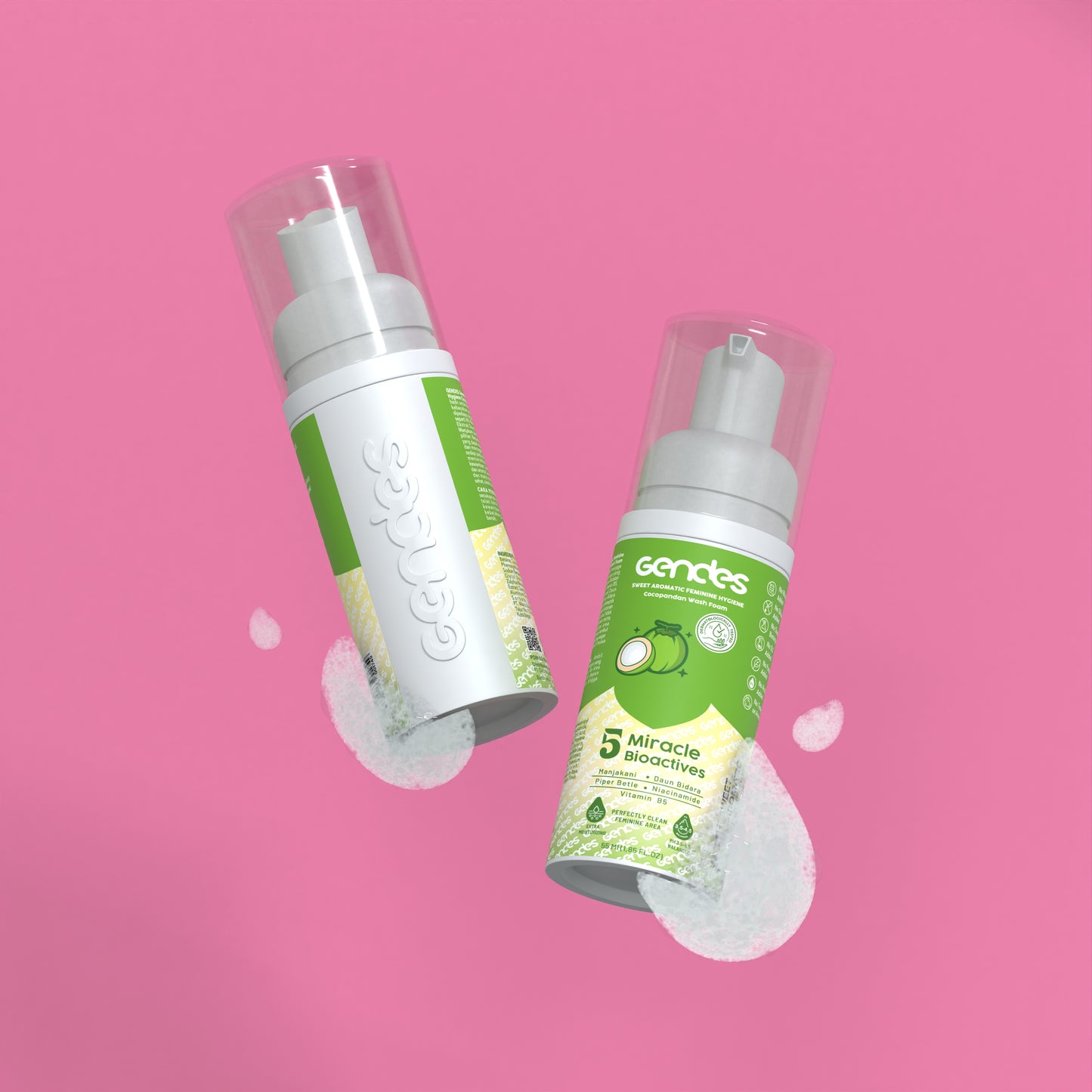 Gendes Sweet Aromatic Feminine Care Wash Foam Cocopandan 5 Miracle Bioactives Meyeimbangkan Ph 50 ml