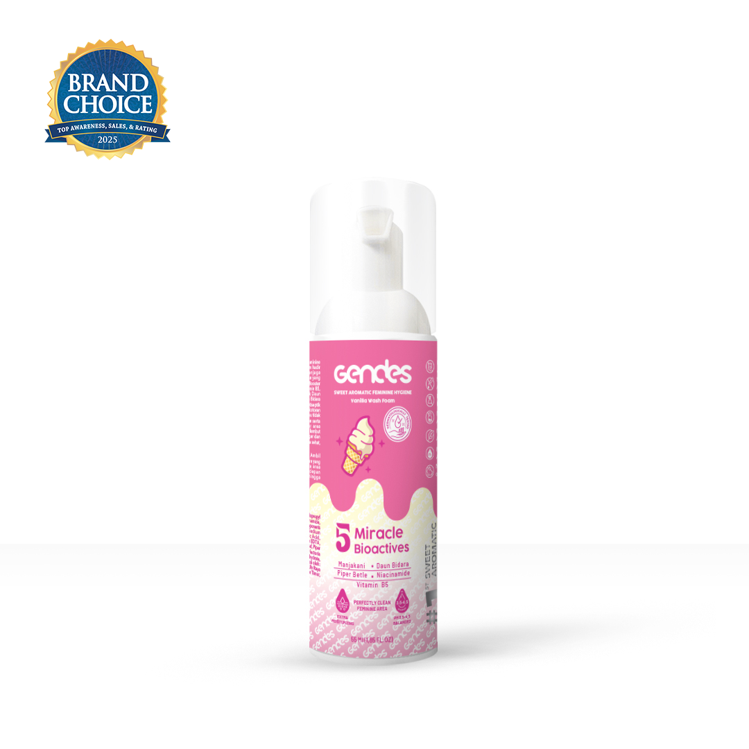 Gendes Sweet Aromatic Feminine Care Wash Foam Vanilla 5 Miracle Bioactives Meyeimbangkan PH 50 ml