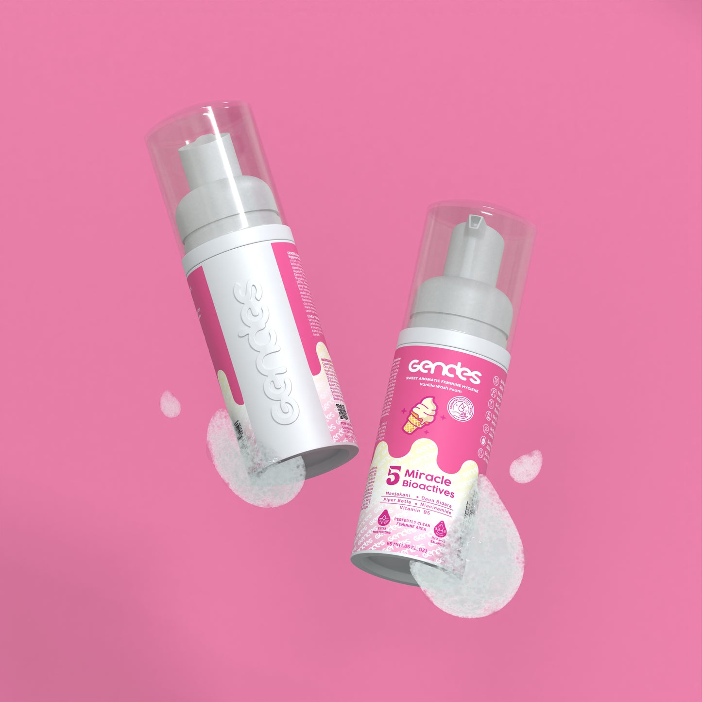 Gendes Sweet Aromatic Feminine Care Wash Foam Vanilla 5 Miracle Bioactives Meyeimbangkan PH 50 ml