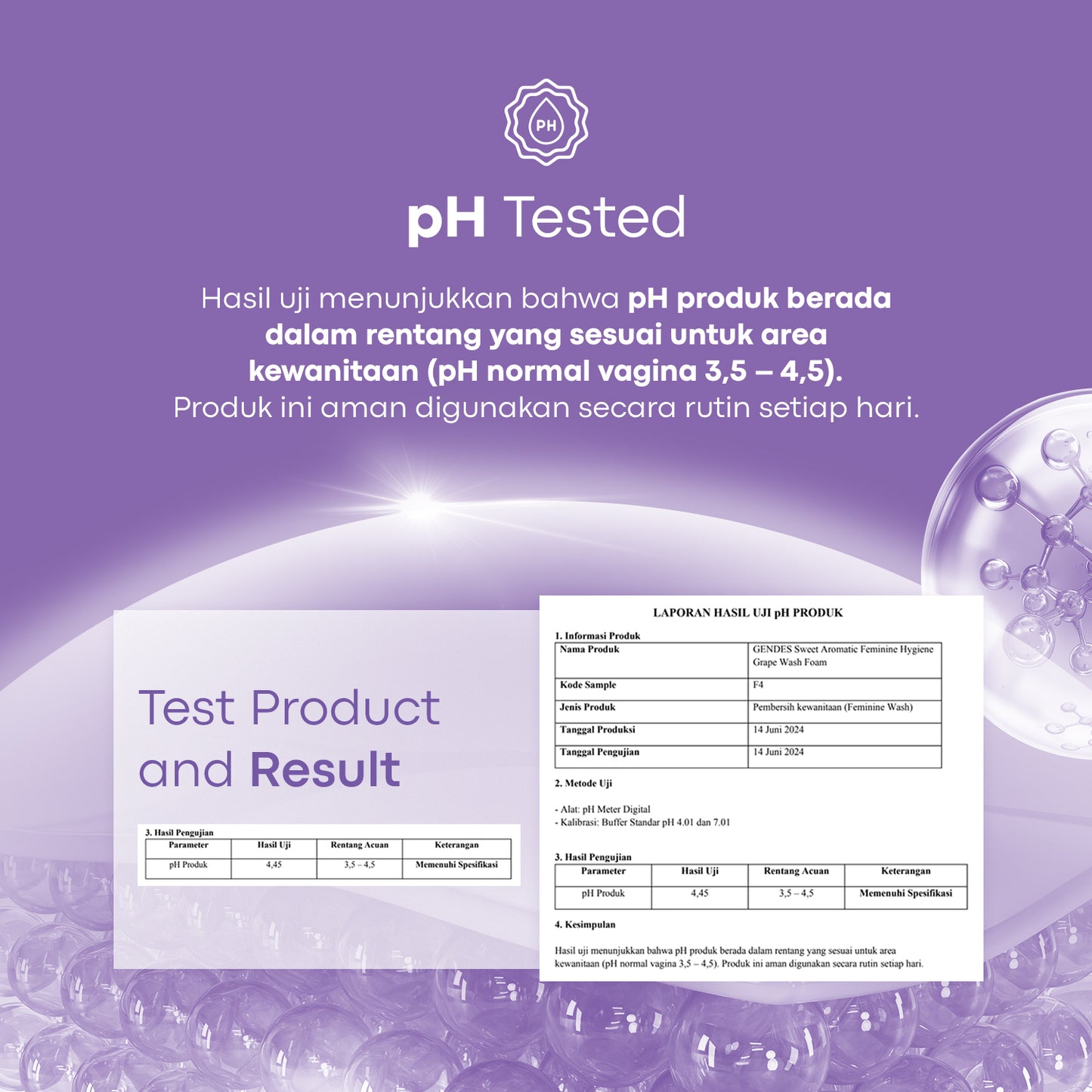 Gendes Sweet Aromatic Feminine Care Wash Foam Grape 5 Miracle Bioactives Meyeimbangkan Ph 50 ml