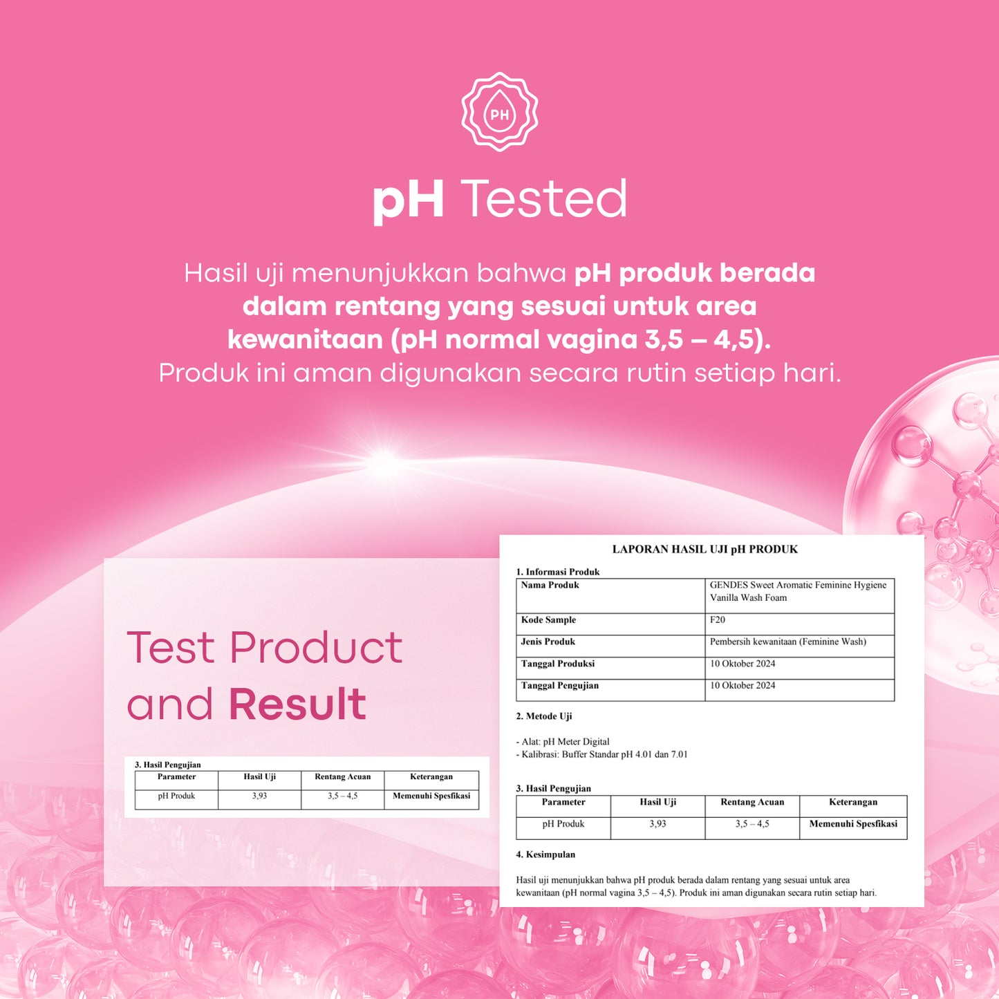 Gendes Sweet Aromatic Feminine Care Wash Foam Vanilla 5 Miracle Bioactives Meyeimbangkan PH 50 ml