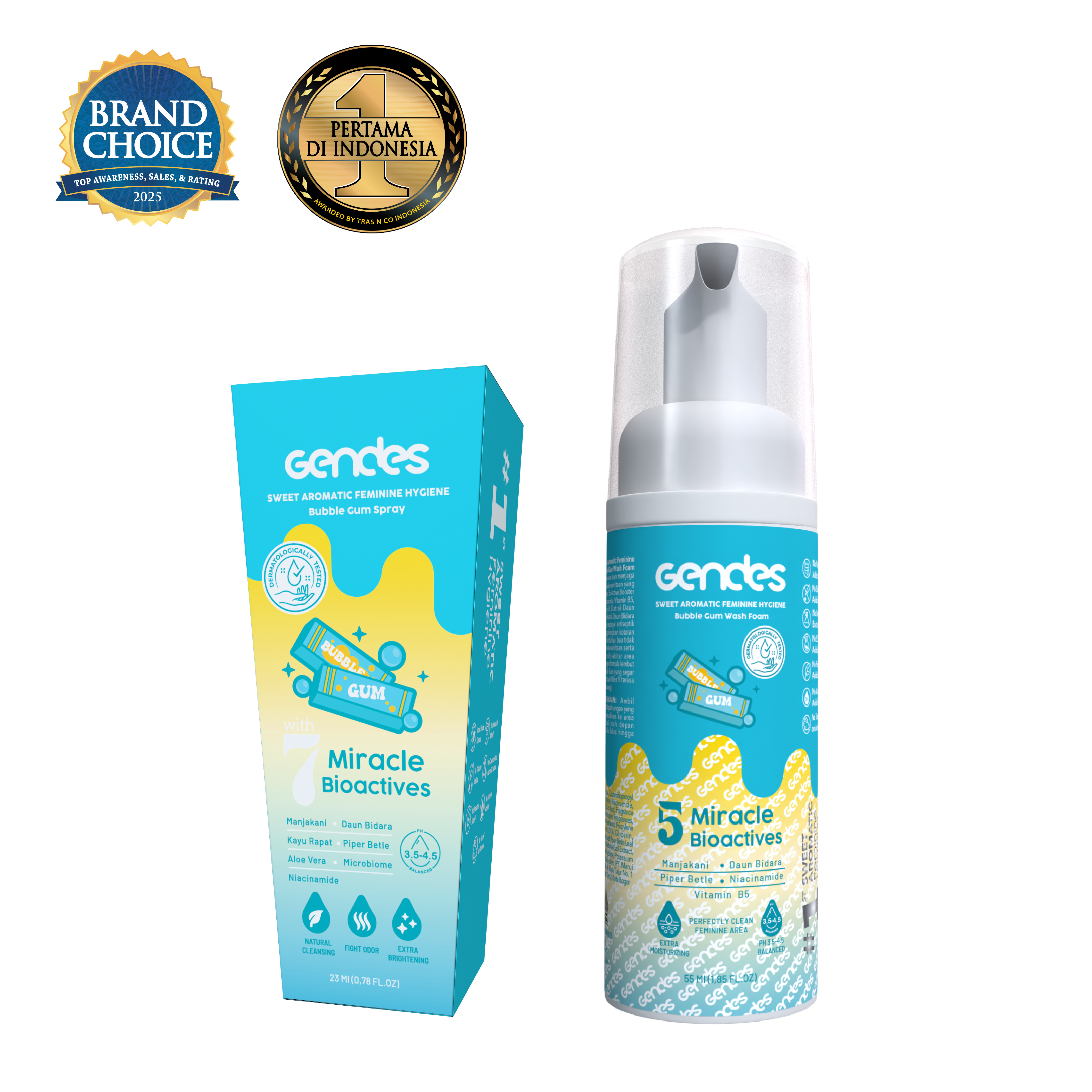Bundling Gendes Feminine Wash Foam Bubble Gum dan Sweet Feminine Care Spray