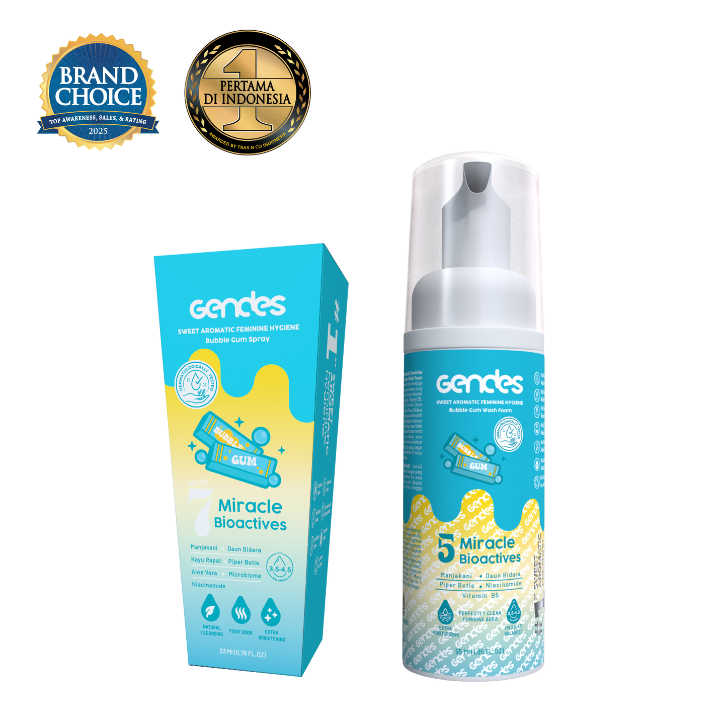 Bundling Gendes Feminine Wash Foam Bubble Gum dan Sweet Feminine Care Spray