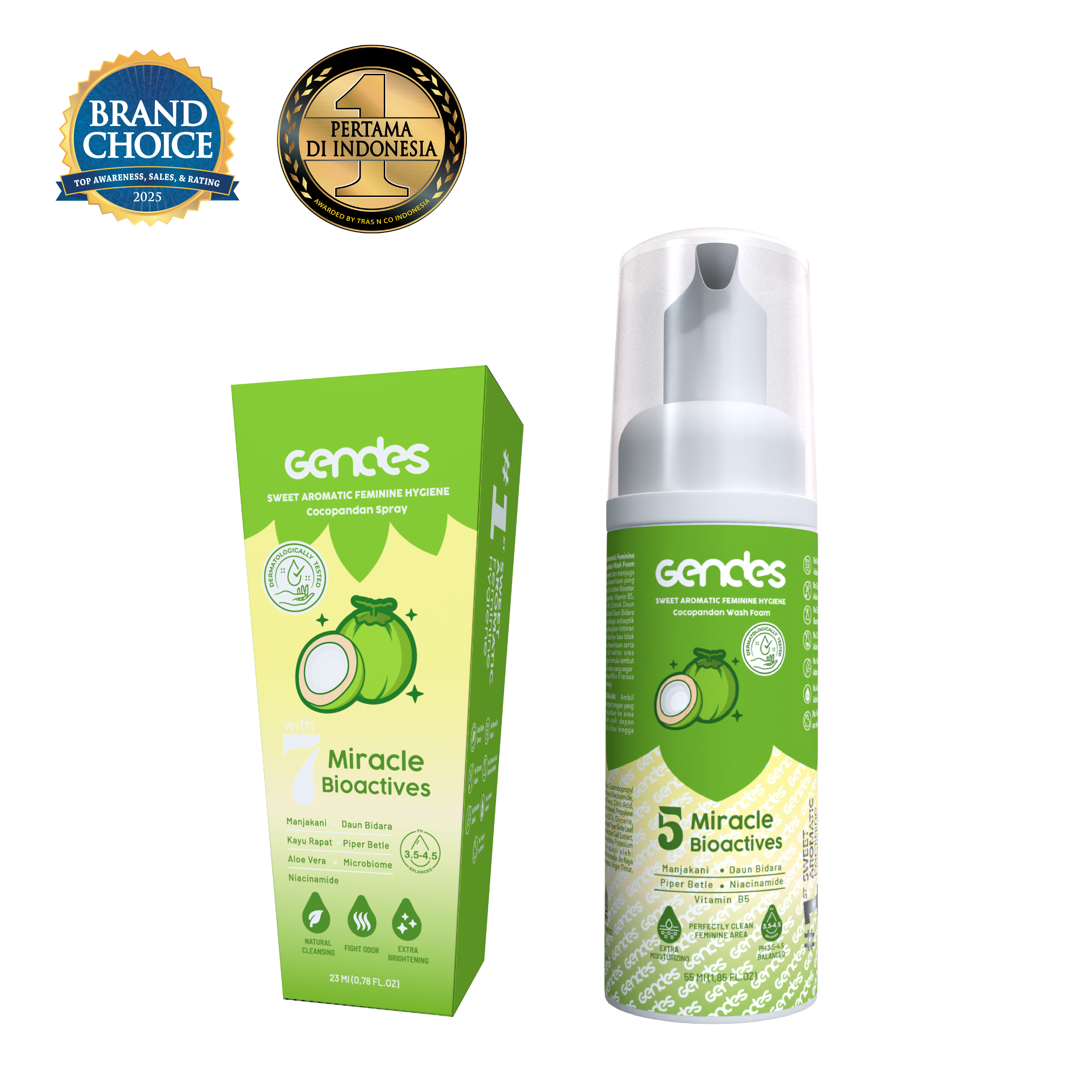 Bundling Gendes Feminine Wash Foam Cocopandan dan Sweet Feminine Care Spray