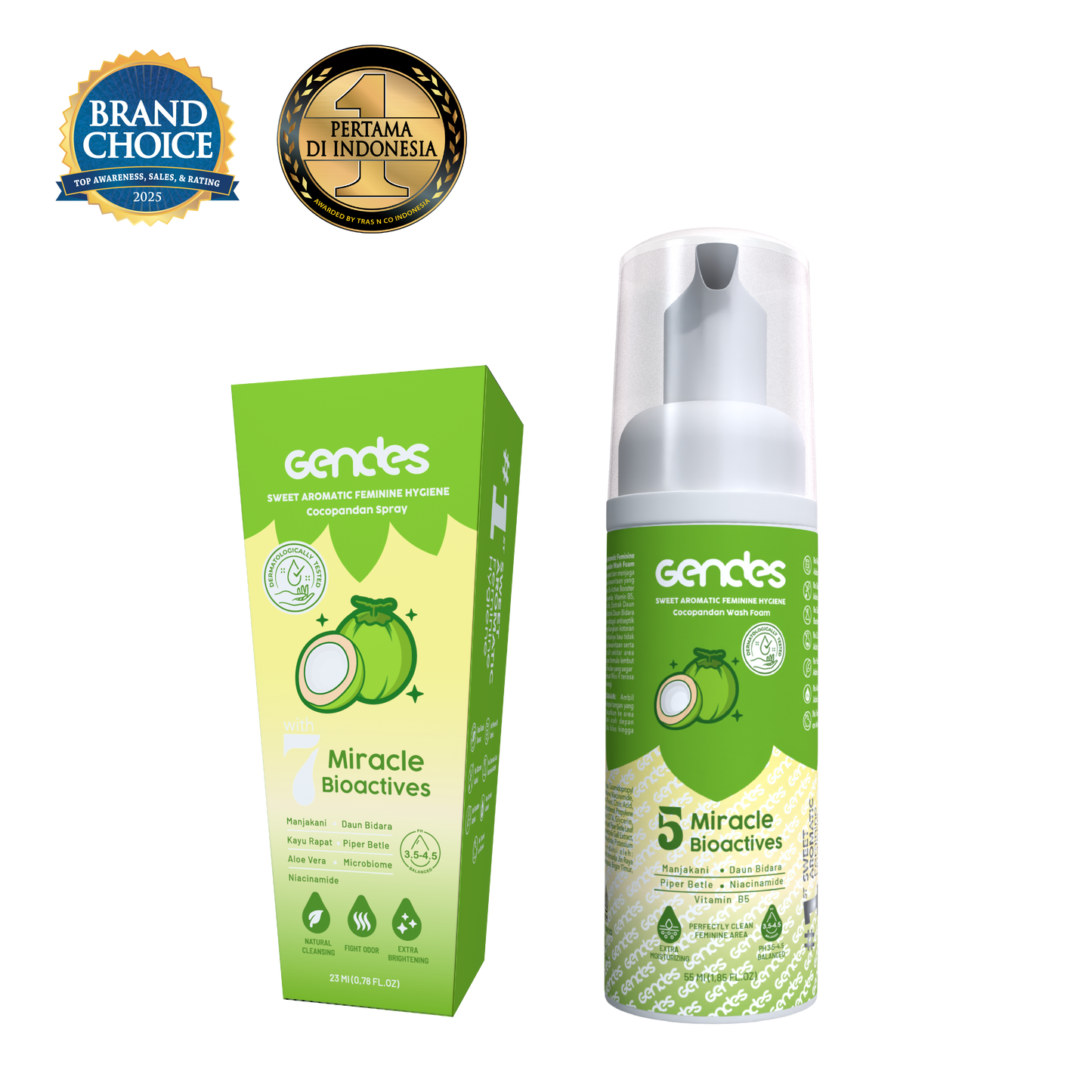 Bundling Gendes Feminine Wash Foam Cocopandan dan Sweet Feminine Care Spray