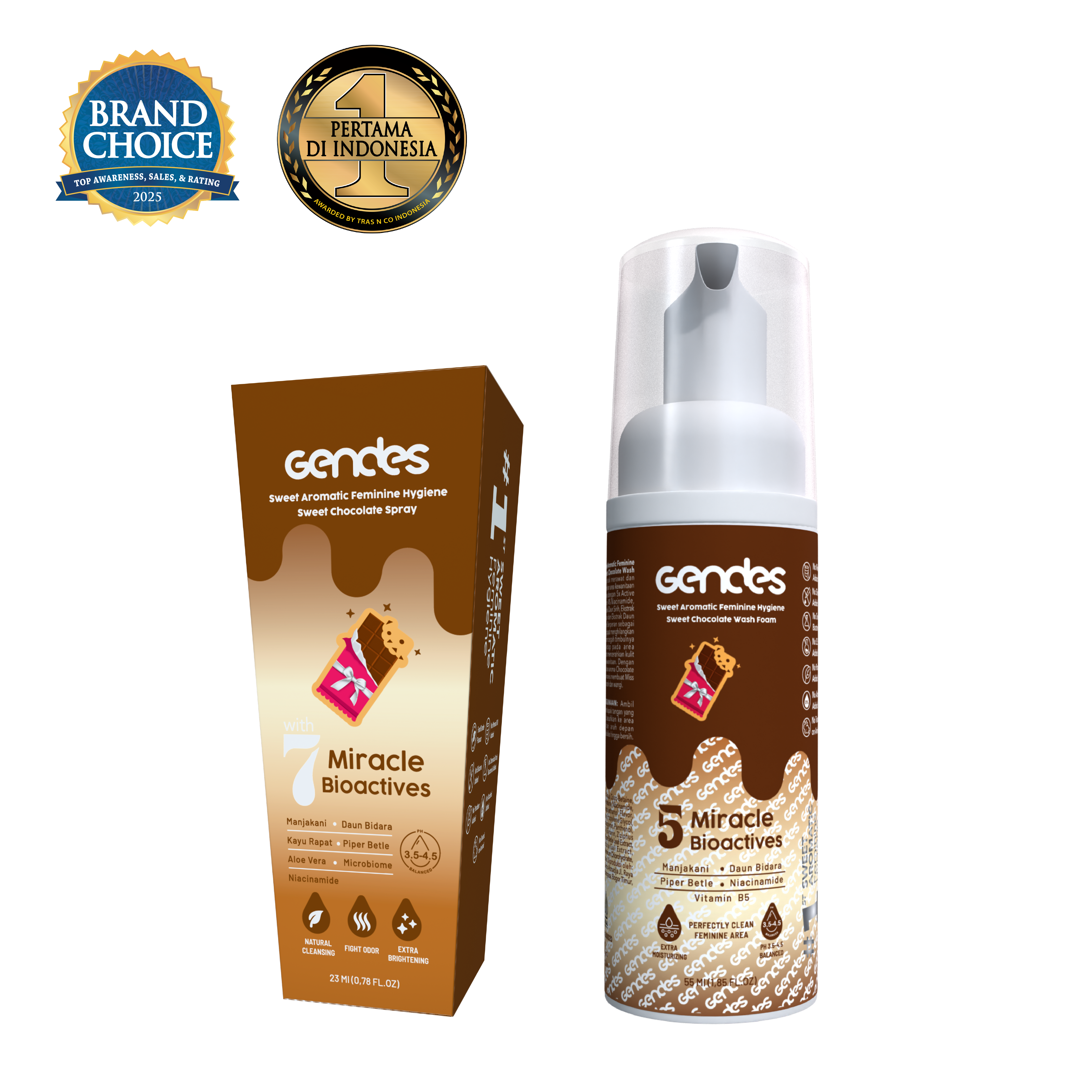 Bundling Gendes Feminine Wash Foam Sweet Chocolate dan Sweet Feminine Care Spray