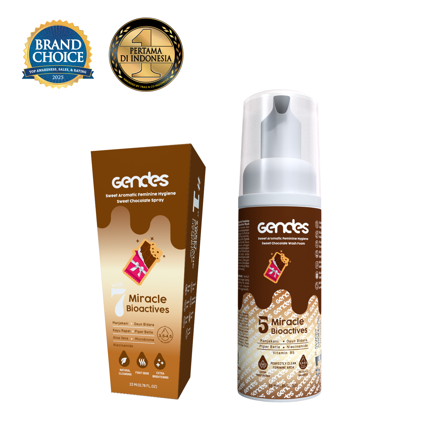 Bundling Gendes Feminine Wash Foam Sweet Chocolate dan Sweet Feminine Care Spray