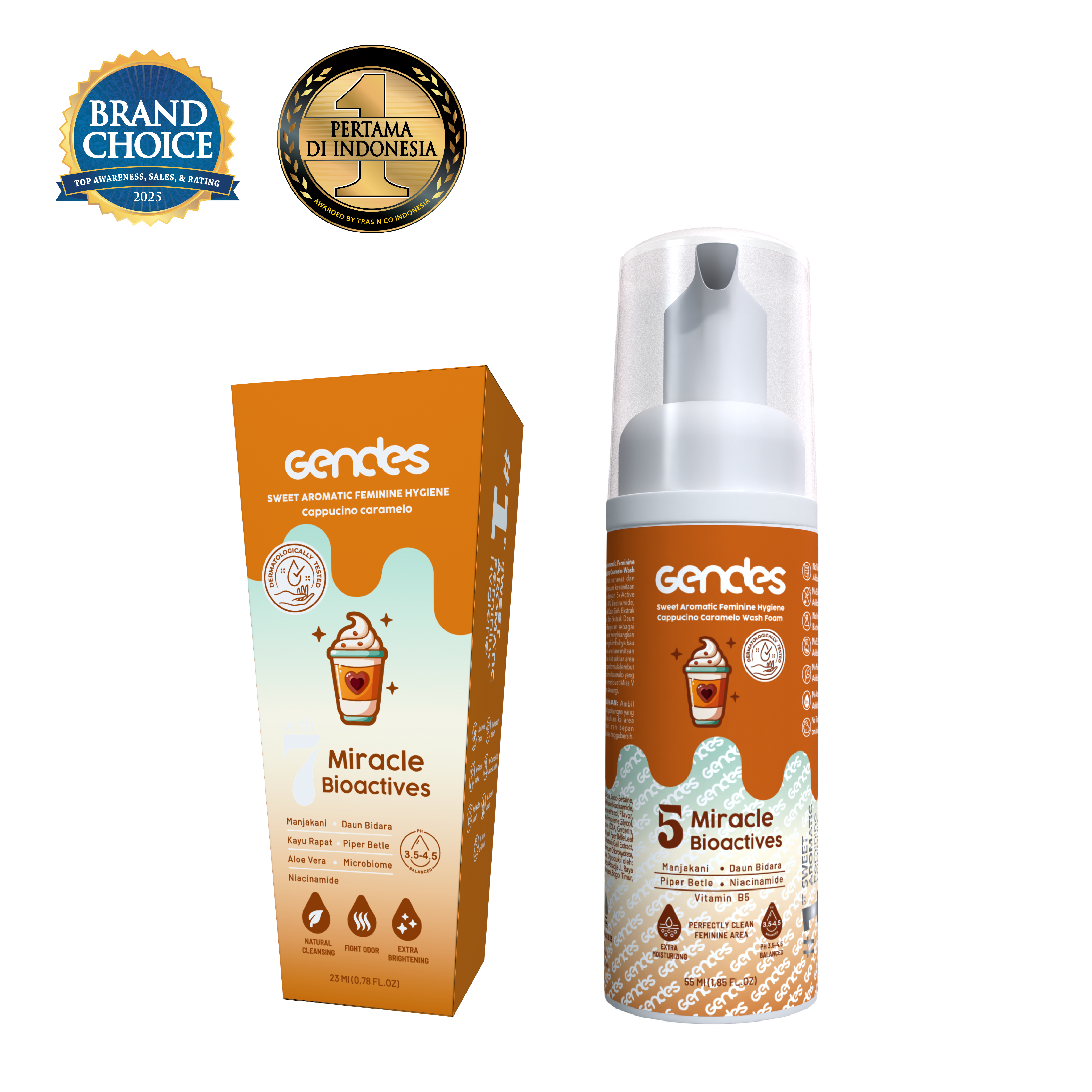 Bundling Gendes Feminine Wash Foam Cappucino Caramelo dan Sweet Feminine Care Spray