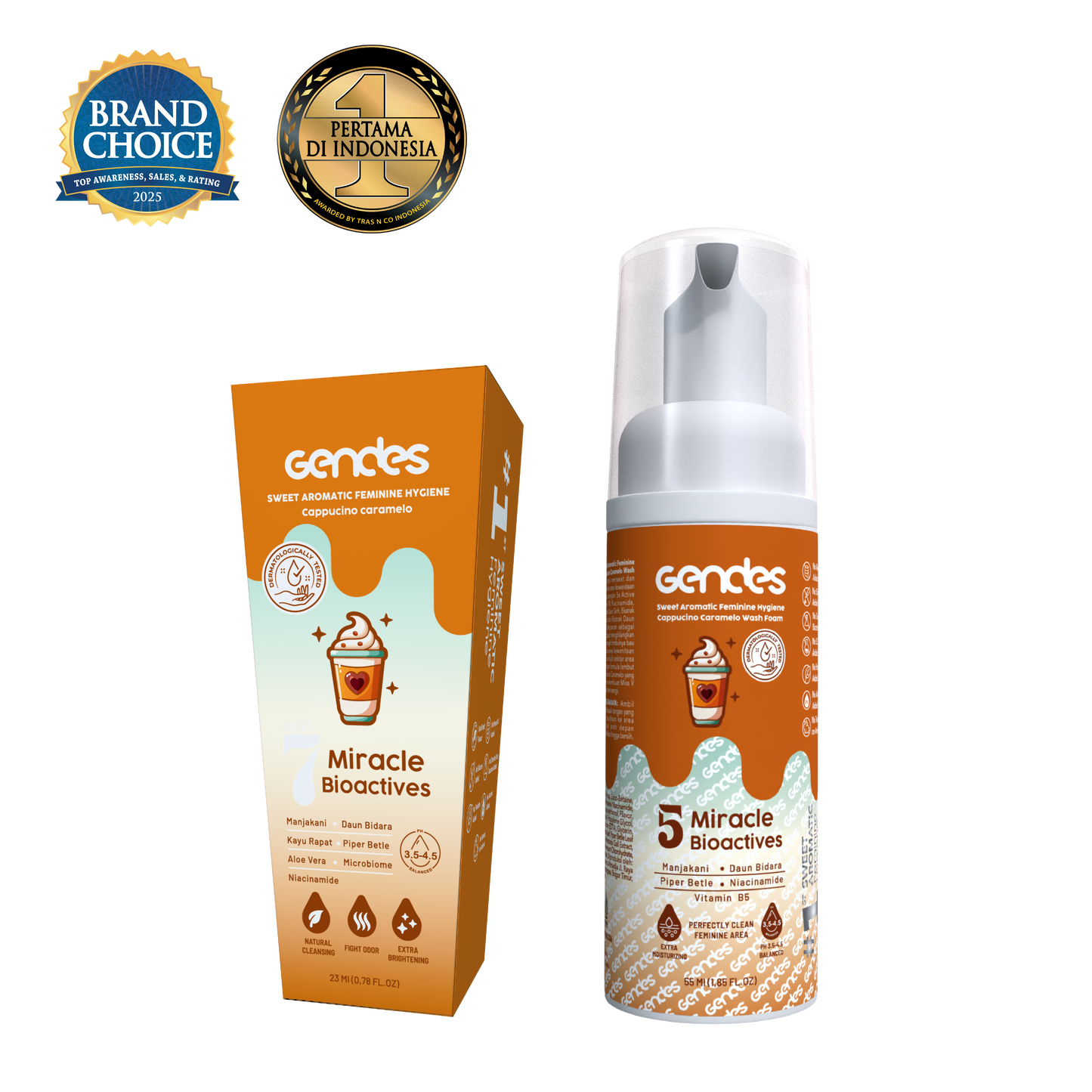 Bundling Gendes Feminine Wash Foam Cappucino Caramelo dan Sweet Feminine Care Spray