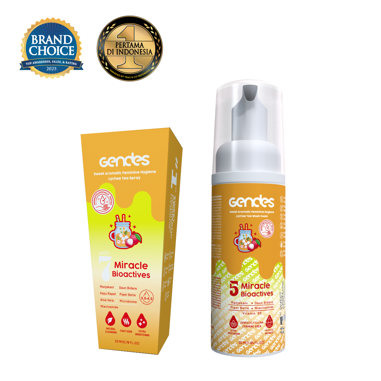 Bundling Gendes Feminine Wash Foam Lychee Tea dan Sweet Feminine Care Spray