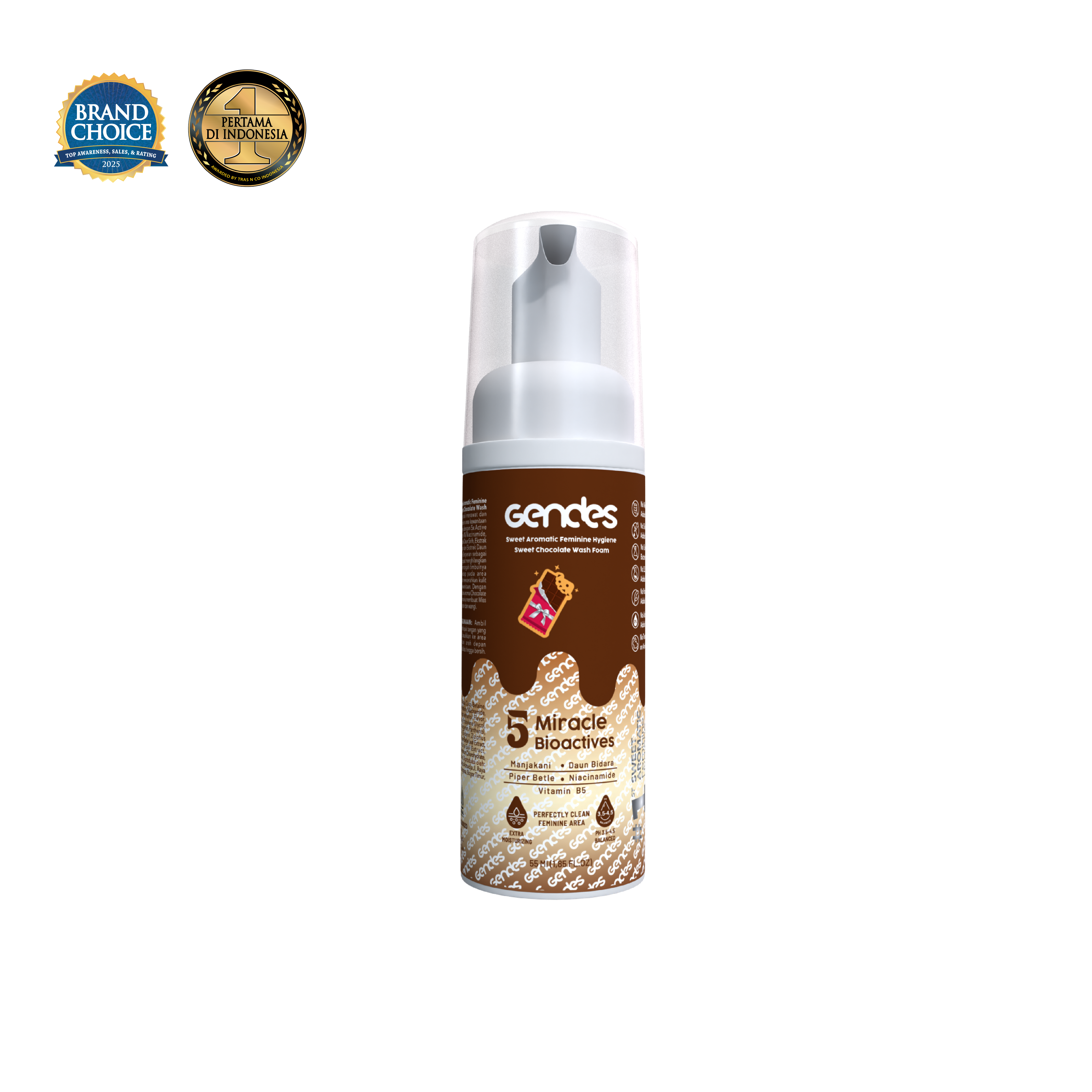 New Launching Gendes Feminine Hygiene Wash Foam Sweet Chocolate 5 Miracle Bioaktives