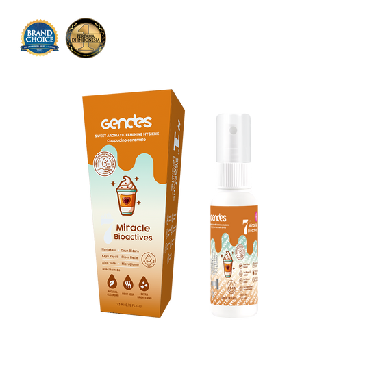 New Launching Gendes Feminine Hygiene Spray With Cappuccino Caramelo 7 Miracle Bioactives 23 ml