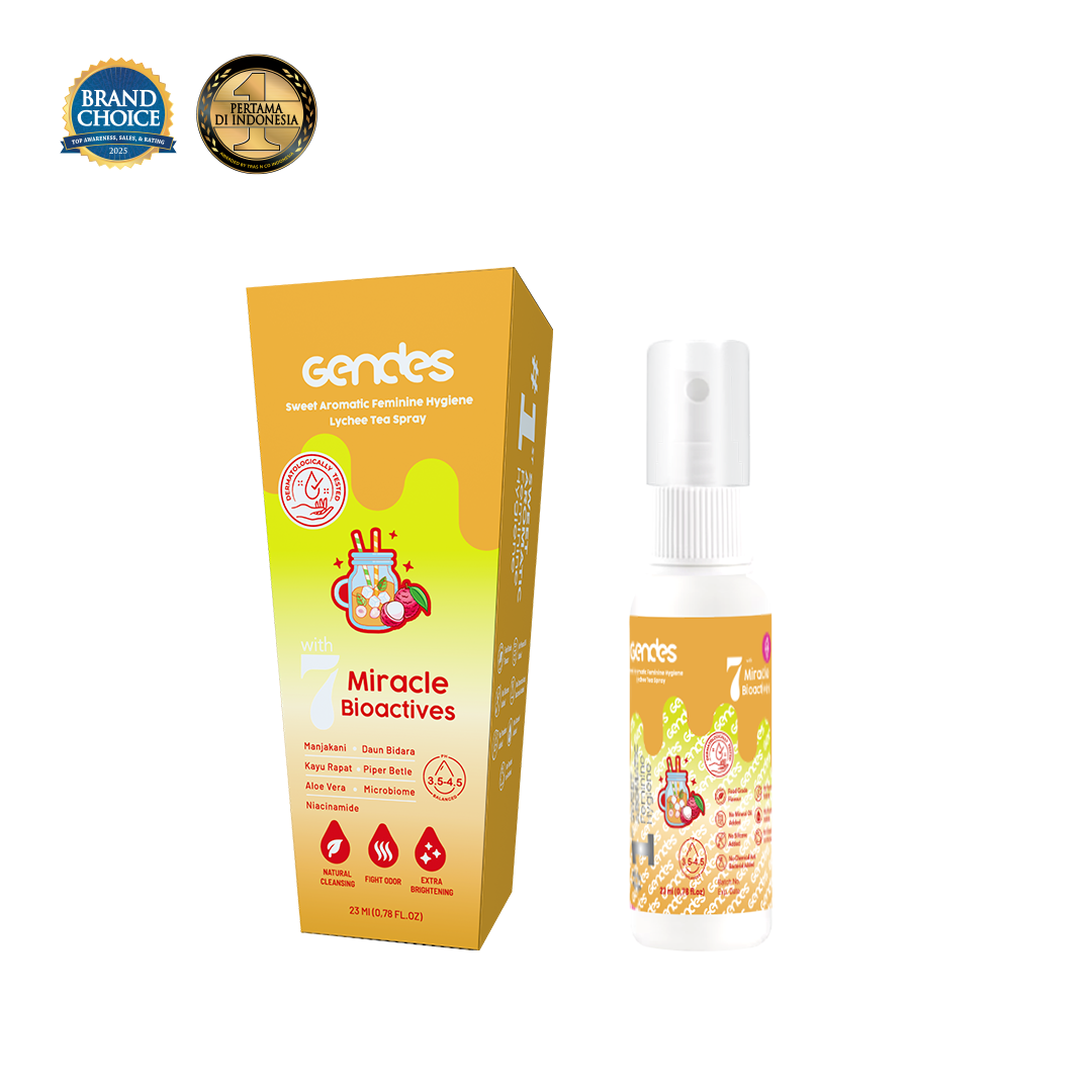 New Launching Gendes Feminine Hygiene Spray with Lychee Tea 7 Miracle Bioactives 23 ml
