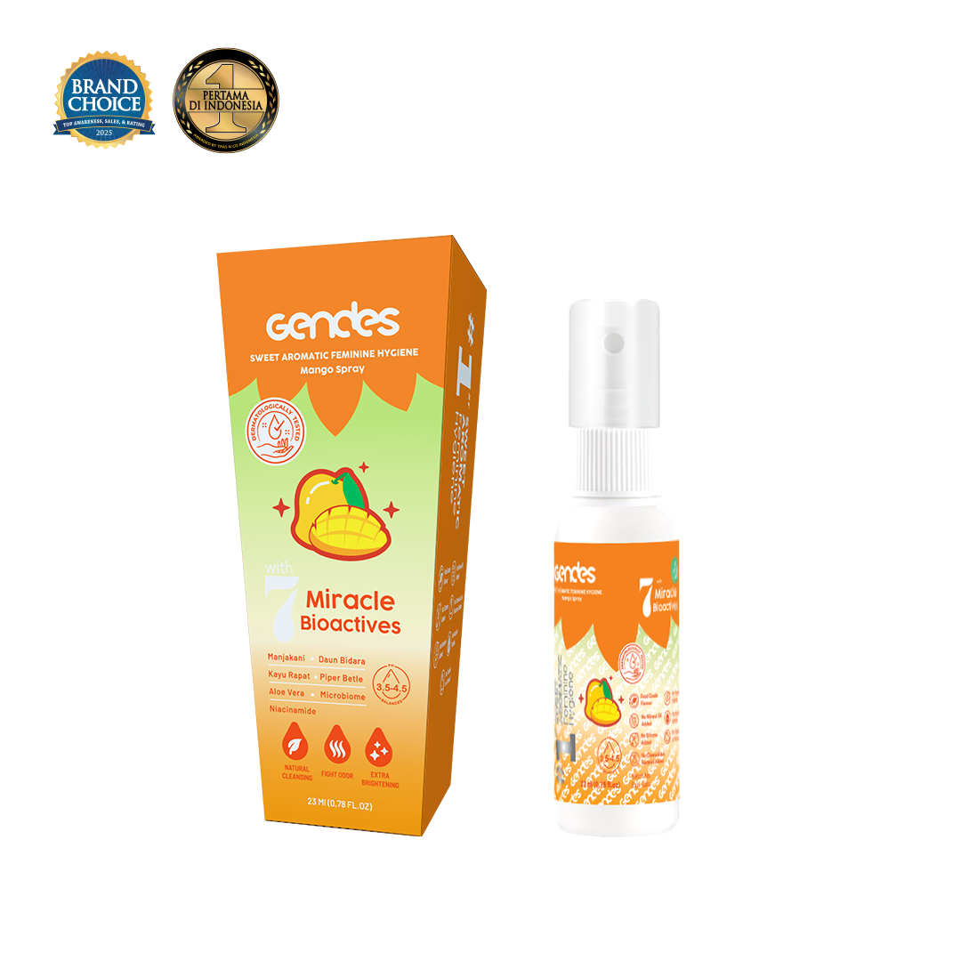 Gendes Sweet Aromatic Feminine Care Spray Mango 7 Miracle Bioactives Merawat Kewanitaan 23 ml