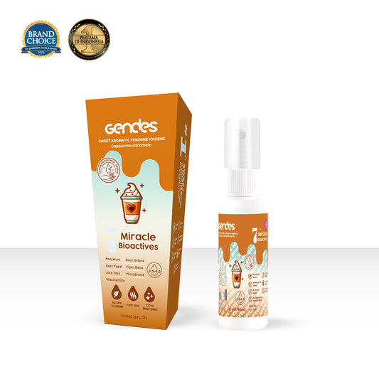 New Launching Gendes Feminine Hygiene Spray With Cappuccino Caramelo 7 Miracle Bioactives 23 ml