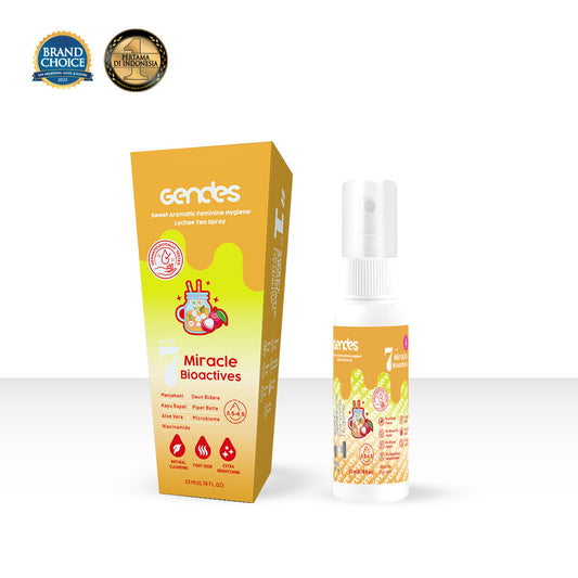New Launching Gendes Feminine Hygiene Spray with Lychee Tea 7 Miracle Bioactives 23 ml