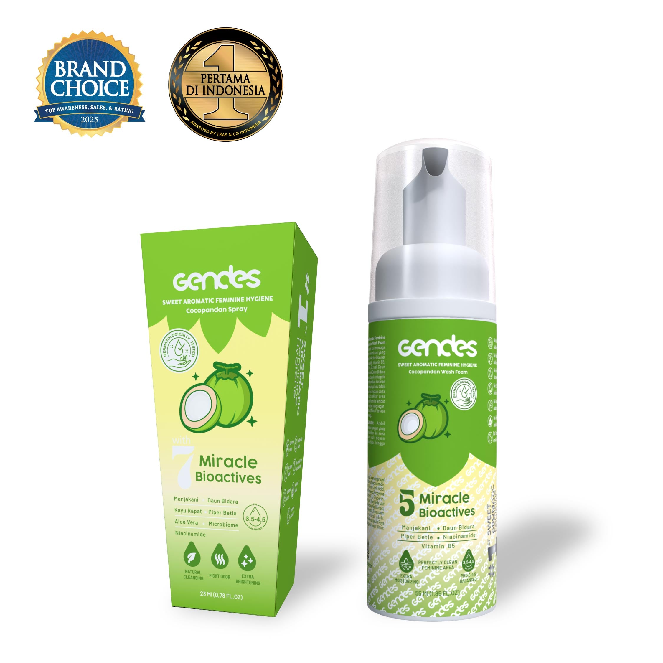 Bundling Gendes Feminine Wash Foam Cocopandan dan Sweet Feminine Care Spray