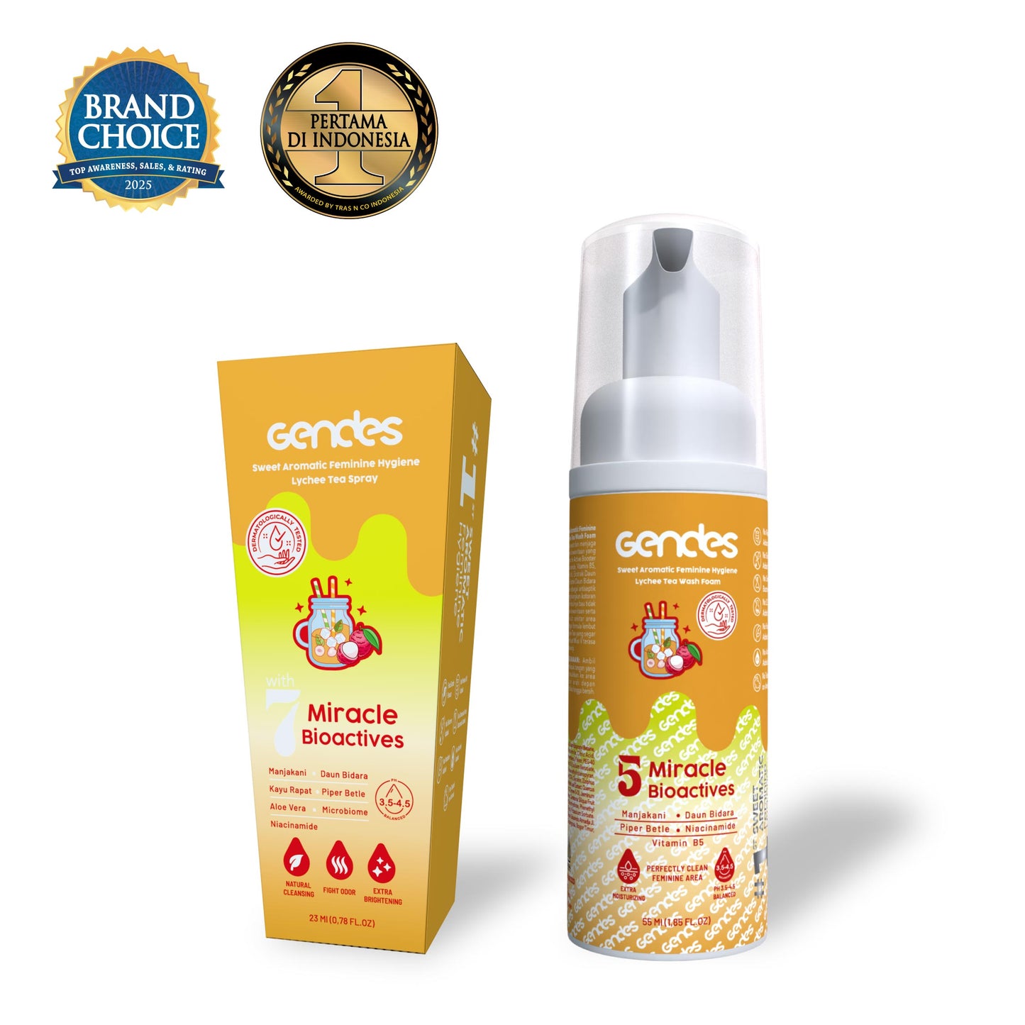 Bundling Gendes Feminine Wash Foam Lychee Tea dan Sweet Feminine Care Spray