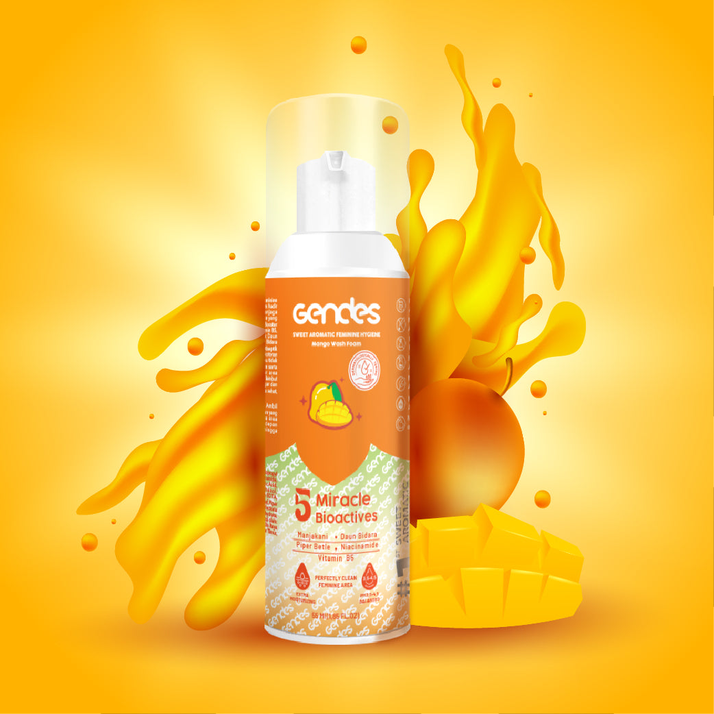 Gendes Sweet Aromatic Feminine Care Wash Foam Mango 5 Miracle Bioactives Meyeimbangkan PH 50 ml