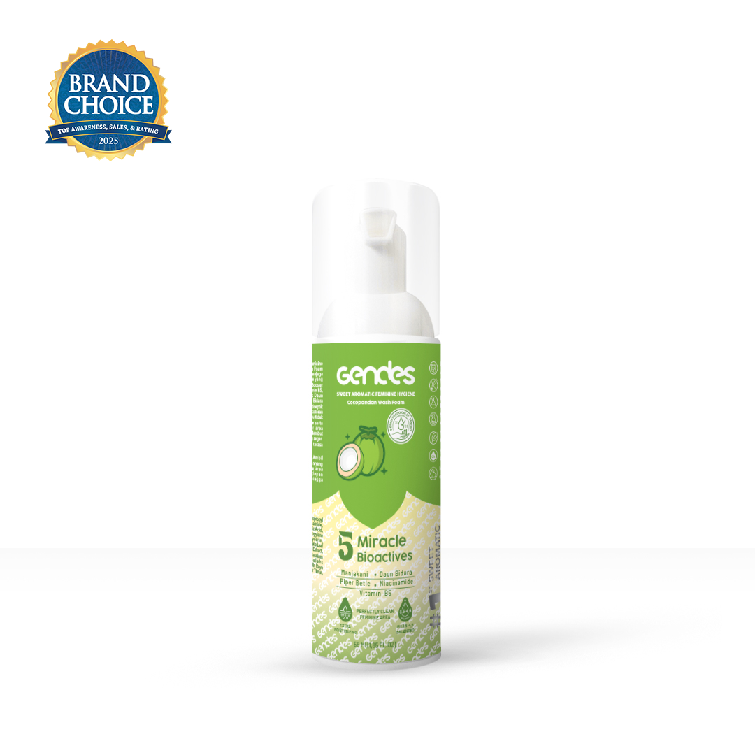 Gendes Sweet Aromatic Feminine Care Wash Foam Cocopandan 5 Miracle Bioactives Meyeimbangkan Ph 50 ml