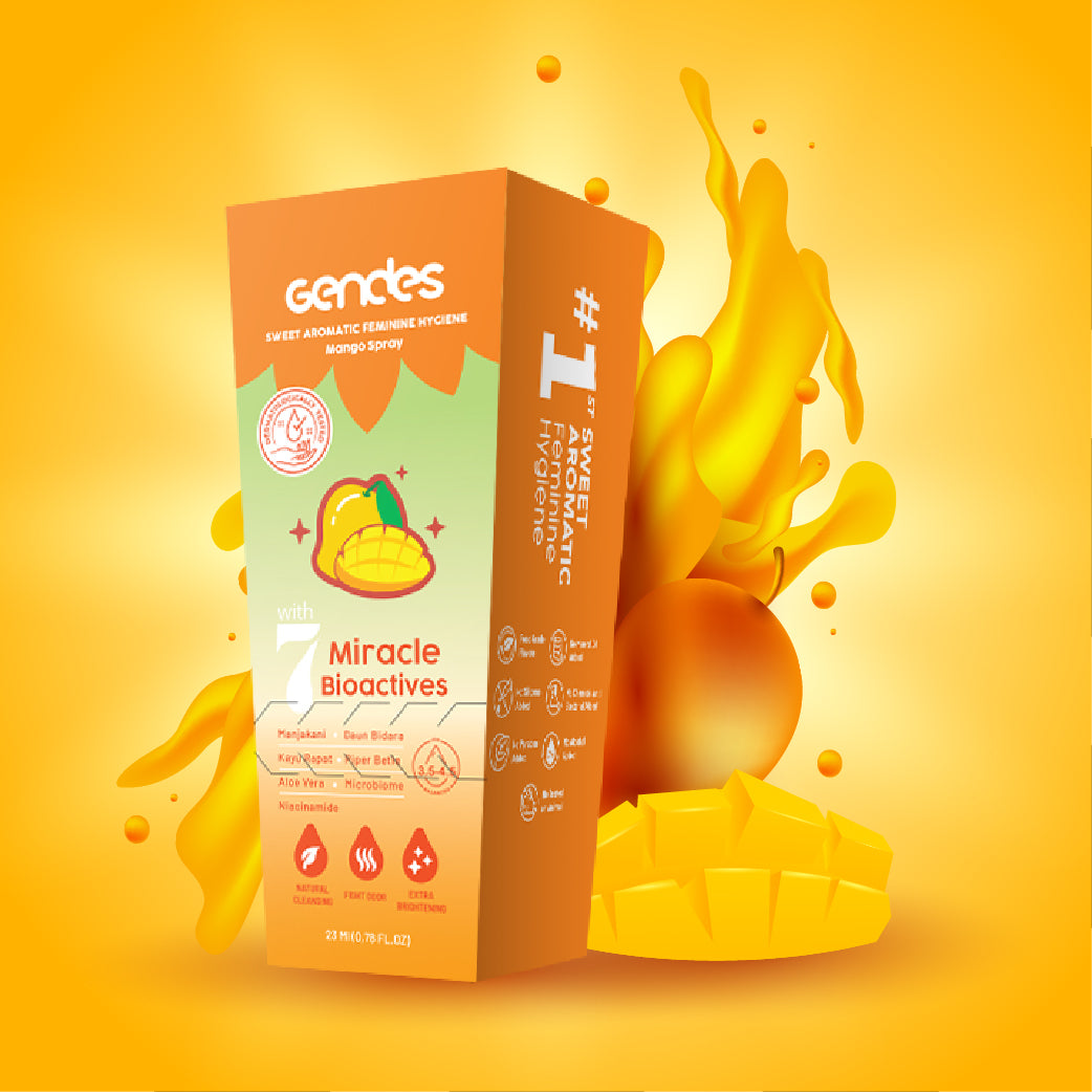 Gendes Sweet Aromatic Feminine Care Spray Mango 7 Miracle Bioactives Merawat Kewanitaan 23 ml