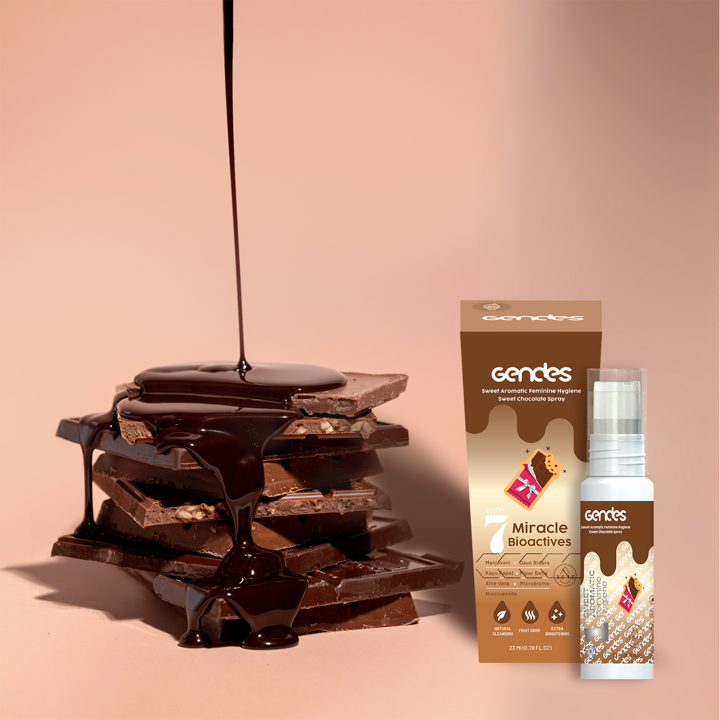 New Launching Gendes Feminine Hygiene with Sweet Chocolate 7 Miracle Bioactives 23 ml